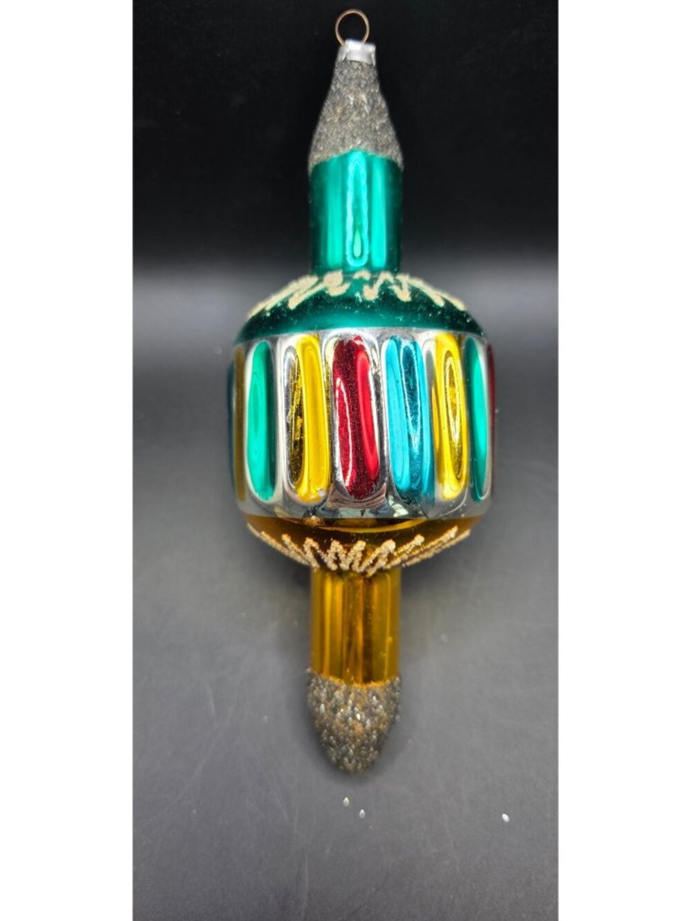 Rare Jumbo 7.5" Vintage Glass Finial Christmas Ornament West Germany Colorful